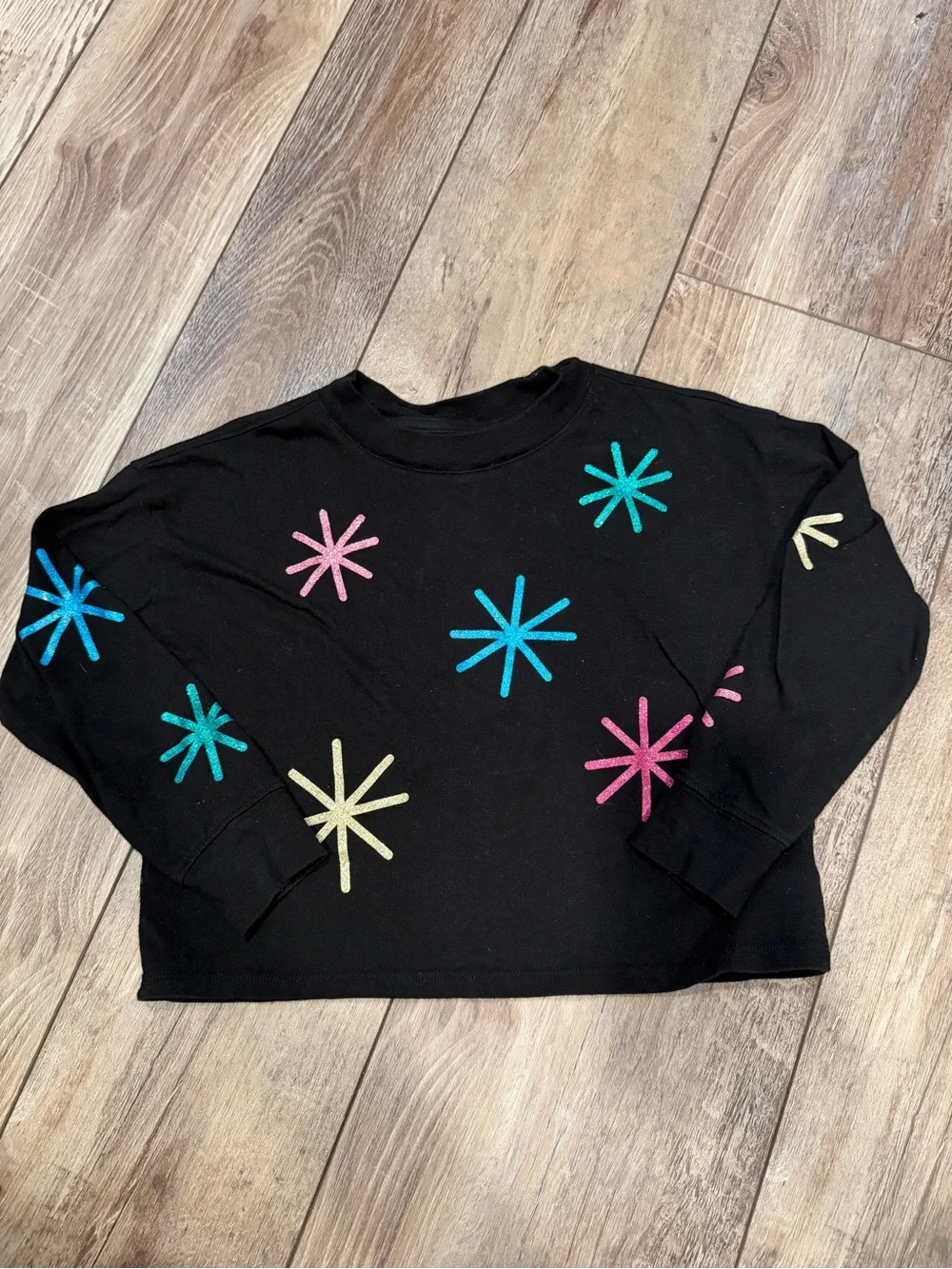 GAP Kids Girls' Black Starburst Sweatshirt - Colorful Sparkle Size S (6/7)